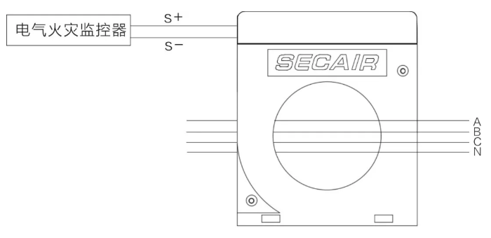 J-SCM41(160)剩余電流式<a href=http://officiator.cn/dianqihuozai/ target=_blank class=infotextkey>電氣火災(zāi)監(jiān)控</a>探測器接線圖